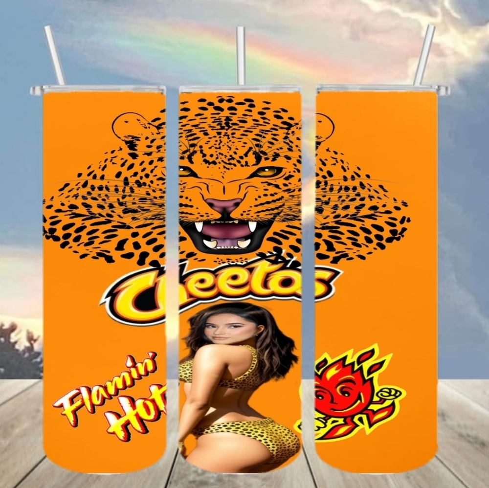 Flaming hot Cheetos tumbler